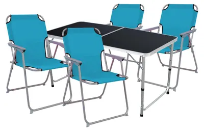 Produktbild von 5-teiliges Campingmöbel Set Black Alu 120x60x58/70cm petrol