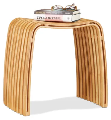 Bambus-Hocker, 46x45x31 cm, honigfarben, für Flur & Wohnzimmer