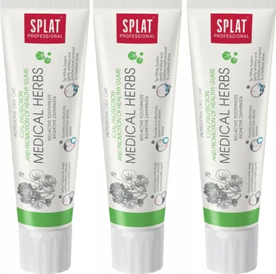 Produktbild von Splat | Zahnpasta - Zahnpasta Professional Medical Herbs - 3X100Ml - Grüne Farbe - Natürliche Inhaltsstoffe - Antibakteriell