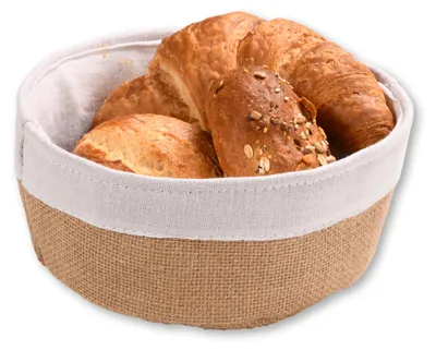 Produktbild von Kesper Brotkorb mit Stoff - Baumwolle - beige - rund - D20 x H9 cm
