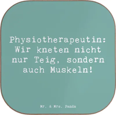 Produktbild von Mr. & Mrs. Panda Tischschoner Spruch Physiotherapeutin Humor - Meeresbrise - Geschenk, personalisierte Geschenke, Berufspassion, Tassenuntersetzer, Rehabilitation, Beruf
