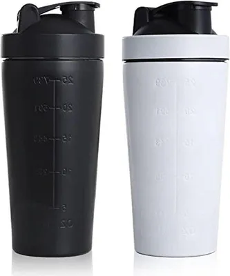 Produktbild von Famanu Eiweißshaker aus Edelstahl 750 ml - Set von 2 - für Sport und Fitness