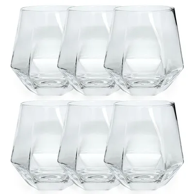 Image de Intirilife 6x verre à boire au design hexagonal transparent - 240 ml de contenance - verre à eau et à jus de fruits résistant au lave-vaisselle verre cristal antichoc