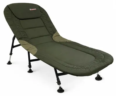 Zdjęcie produktu dla Traxis Flat-Bed Łóżko Kempingowe - Składane - Leżanka - Łóżka Polowe - Łóżko Wędkarskie - Regulowane - Karpiowa Stretcher - Bedchair - Zielone