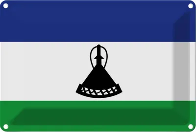 Produktbild von vianmo Blechschild 20x30 cm Lesothos Lesotho Flagge Fahne Wappen