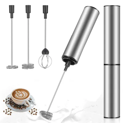 Elektrische Melkopschuimer, USB-wiederaufladbar, 2 Geschwindigkeiten, 3 Aufsätze