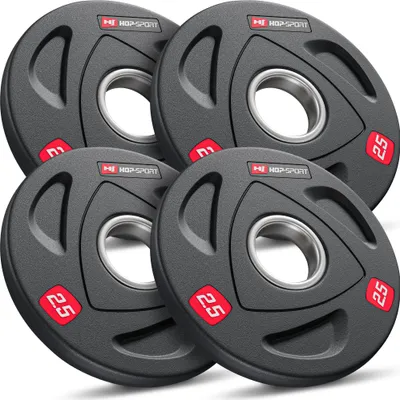 Obrázok produktu pre Hop-Sport 10 kg Profi Studio liatinové olympijské závažia sada 50 mm pogumované liatinové závažia sada 50/51 mm otvor 4x2,5 kg