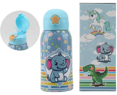 Produktbild von Thermosflasche Elefant Automatische Öffnung Pop-Up 500ml Edelstahl Kinderflasche Temperaturgesteuert