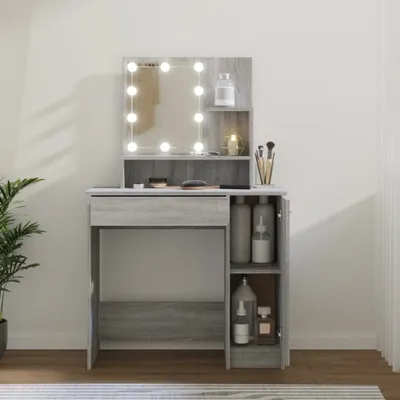 Immagine prodotto di The Living Store Comodino con LED Grigio Sonoma 86,5x35x136 cm