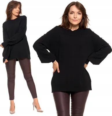 Imagen del producto de Suéter de mujer - Suéter elegante, talla L - Suéter con perlas, color - Corte amplio