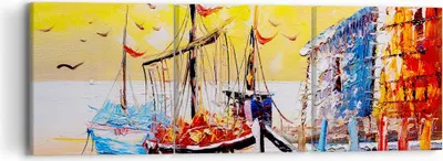 Produktbild von Bild auf Leinwand - Leinwandbild - Boot Segel Meer - 90x30cm - Wand Bild - Wanddeko - Wandbilder - Leinwanddruck - Bilder - Kunstdruck - Wanddekoration - Leinwand bilder - Wandkunst - CA90x30-3435