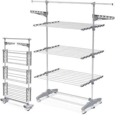 Image de Supports à tambour rabattables - Tour de séchage - Séchoir sur roulettes