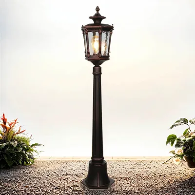 Immagine prodotto di Luce da sentiero per esterni AMUR Bronzo antico alluminio vetro E27 Lampada da terra rustica Giardino Cortile