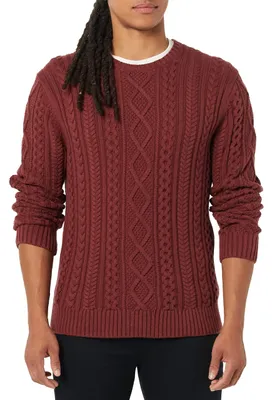 Produktbild von A. Essentials Herren Lange Ärmel Wollpullover, Ochsenblutrot, L