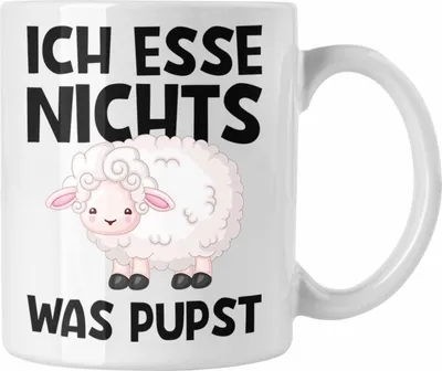 Produktbild von Trendation - Veganer Tasse Geschenk Ich Esse Nichts Was Pupst Tierschutz Schaf Edition (Weiß)