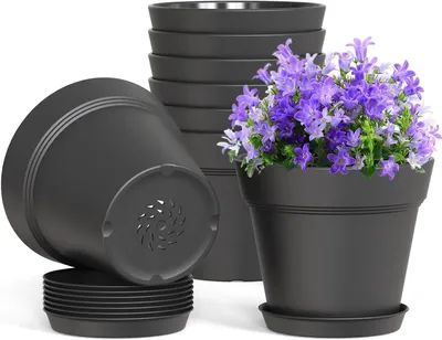 Produktbild von Blumentöpfe 15 cm, 10 Stück, schwarz, Kunststoff, für Garten