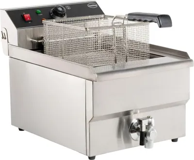 Immagine prodotto di Friggitrice in acciaio inox da 10 litri con rubinetto di scarico, 5 kW, 400 V