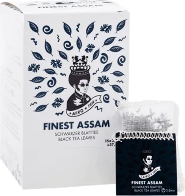 Produktbild von AFRO TEA Finest Assam Schwarzer Tee - Premium Schwarztee 15 Stück - 15 handgenähte Teebeutel mit Assam Tee von AFRO COFFEE