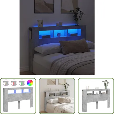 Produktbild von The Living Store LED-Kopfteil Betongrau 160x18,5x103,5 cm Holzwerkstoff