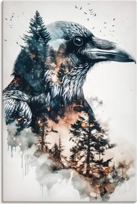 Produktbild von ARTland Leinwandbild Rabe Größe: 20x30 cm