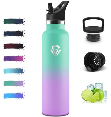 Produktbild von Edelstahl Trinkflasche 1L, BPA-frei, auslaufsicher, doppelwandig, Thermosflasche