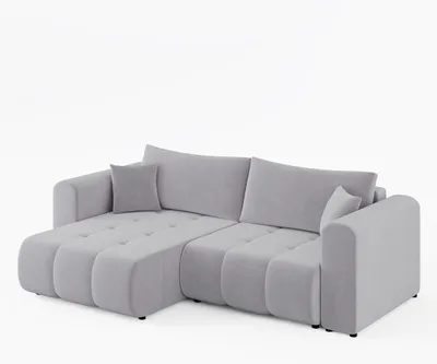 Produktbild von Ecksofa RIVA Links Creme | Velours-Stoff Premium | L-Form Couch mit Schlaffunktion & Bettkasten