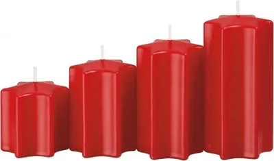 Produktbild von 4er Set Sternkerzen abgestuft Rot Ø 5 cm
