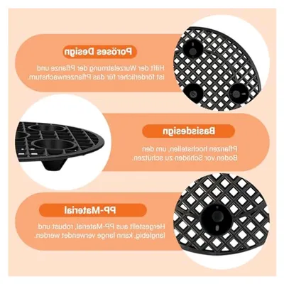 Produktbild von 6 Kunststoff Blumentopfgitter Pads mit 6 Bewässerungskugeln, Rund Drainage-Mesh Untersetzer für Pflanzen