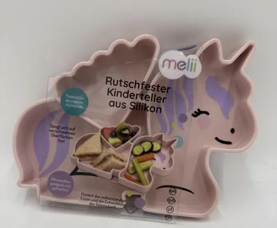 Obrázek produktu pro Melii Silikon-Teller ''Einhorn'' 3 Fächer, 150/150/50 ml, pink