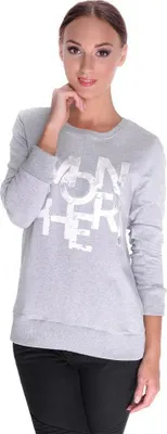 Produktbild von Damen Shirt Bluse Mit Druck; Grau Meliert/S/M 36/38