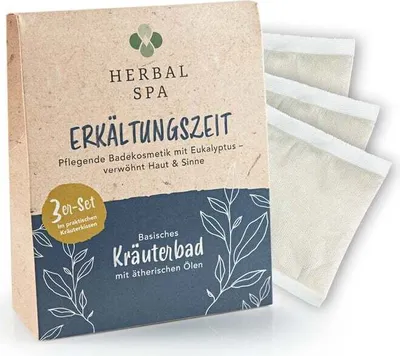 Produktbild von HERBAL SPA Erkältungszeit - Basisches Kräuterbad mit ätherischen Ölen - 3er-Set (3x 100 g)