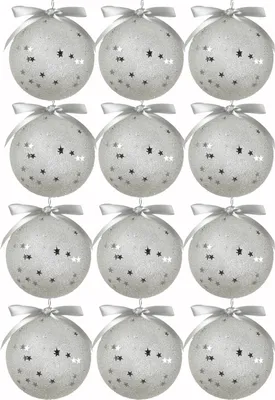 Christbaumkugeln mit Sternchen - Weihnachtsbaumkugeln - bruchfest - D: 8cm - 12er Set