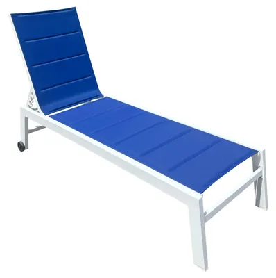 Produktbild von Sonnenliege BARBADOS aus blauem Textilene - weißes Aluminium