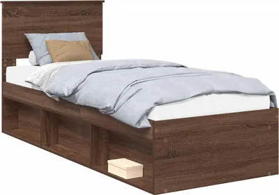 Productafbeelding van vidaXL Bedframe, bruin, eikenlook, 75 x 190 cm, massief grenenhout