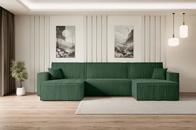 Produktbild von ALTDECOR Ecksofa mit Schlaffunktion und Bettkasten Corner Sofa Eckcouch Couch U-Form universal, links/rechts Schlafcouch Ausziehbar Wohnlandschaft Schlafsofa CELTIC-XLU - 377x143x83cm Grün