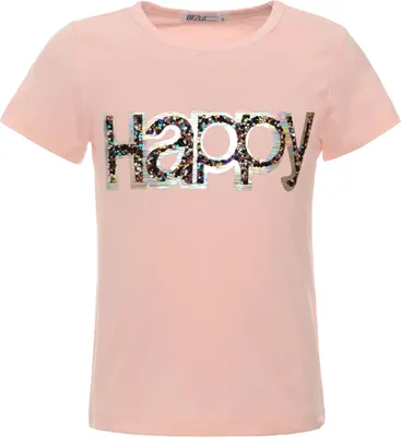 Produktbild von BEZLIT Mädchen Sommer Shirt mit Glitzersteinchen im HAPPY-Schriftzug Lachs 116