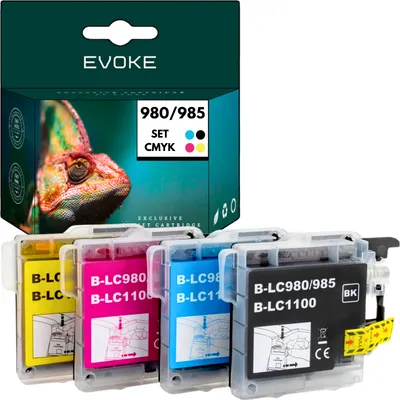 Image de 4x Cartouche d'encre pour Brother LC980 LC985 LC1100 | Jeu noir + couleur | Remplacement pour DCP-195C DCP-165C DCP-145C