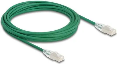 Produktbild von Delock RJ45 Netzwerkkabel Cat.6A Stecker zu Stecker mit gebogener Rastnase U/FTP Slim 5 m grün