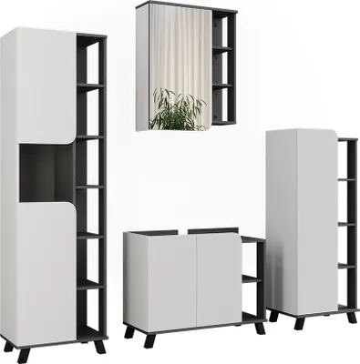Obrázok produktu pre Sada kúpeľňového nábytku Vicco Karen Antracit/biela 4 časti, Model 55424
