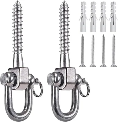 Imagen del producto de Ganchos para columpios fabricados en acero inoxidable 304, paquete de 2 unidades, ganchos de techo robustos, ideales para hamacas y columpios