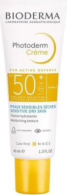 A tube of Bioderma Photoderm sunscreen.