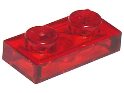 Produktbild von Lego® 1x 1x2 Platten 3023 - Plate Trans - Rot - Trans-Red