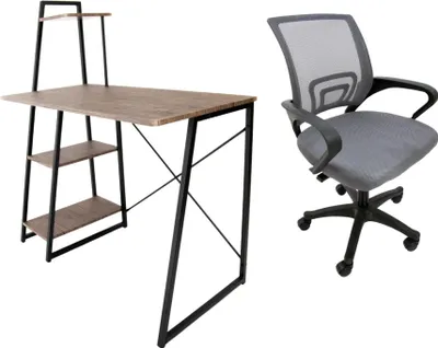 Produktbild von Messa Schreibtischset - Dunkle Eiche + Argo Stuhl grau