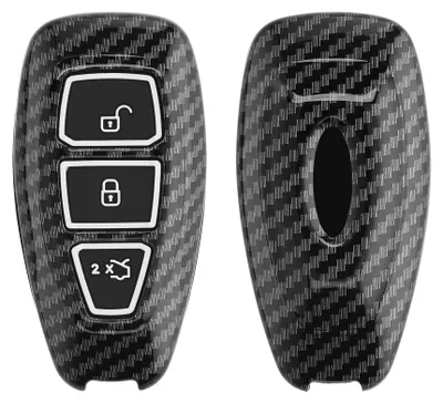 Produktbild von kwmobile Autoschlüssel Hülle kompatibel mit Ford 3-Tasten Autoschlüssel Keyless Go - Hardcover Schutzhülle Schlüsselhülle Cover in Schwarz