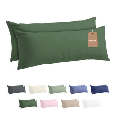 Zdjęcie produktu dla Zestaw 2 poszewek na poduszki Lavea® - 40x145 cm - oliwkowa zieleń