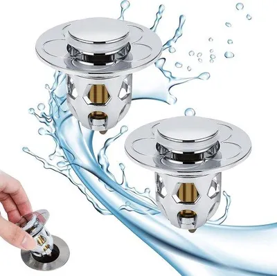 Produktbild von Ablaufstopfen für Waschbecken, Edelstahl, 34-40mm, 2er-Set
