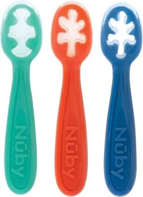 Produktbild von Babylöffel, 3er Pack, Silikon, Ab 6 Monate, Blau Rot Grün