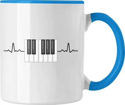 Produktbild von Trendation - Piano Klavier Geschenkidee Heartbeat Pianist Tasse Geschenk Lustige Grafik (Blau)