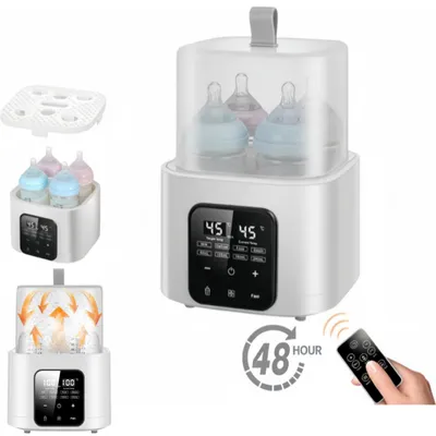 Produktbild von 9-in-1 Babyflaschenwärmer Sterilisator 4 Flaschen,48H konstante Temperatur,Wasserbad-Heizung,60-240ml Flaschen,Fernbedienung,100°C Dampfst­erilisation