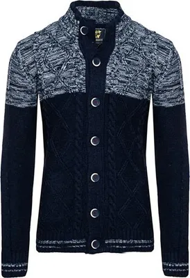 Produktbild von Brandneu Designer Strickjacke CARISMA Knopfleiste und Stickereien Navy XL